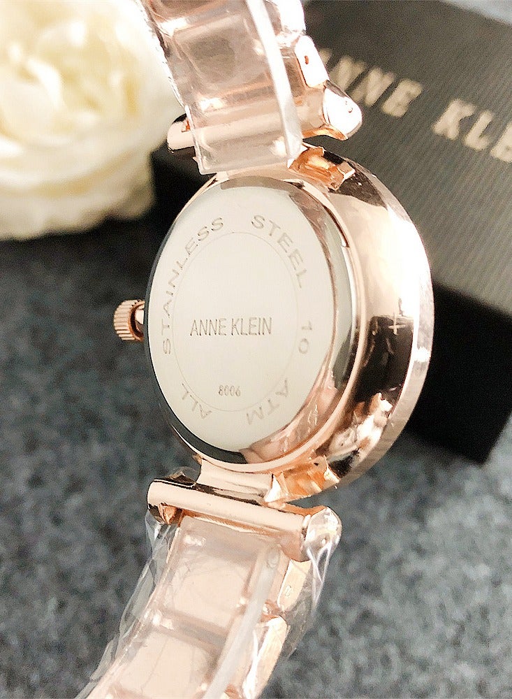 ساعة آن كلاين النسائية الدائرية كوارتز باللون الذهبي الوردي مع حزام من الفولاذ المقاوم للصدأ باللون الذهبي الوردي - view 3